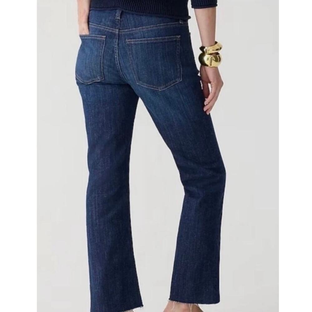 J. Crew 9” Demi Boot Crop Jeans Mid Rise Dark Raw Hem Women Size 30 Tall - Picture 4 of 9